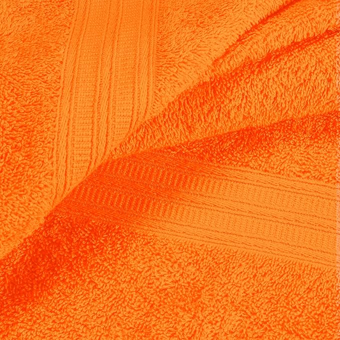 BOUTIQUO 100% Cotton Towel Set, Contains 4 Soft Bath Towel, 6 Hand Towels, 8 Wash Cloths - Compact Absorbent Lightweight & Quickdry Towels for Bathroom - 18 Piece Bathroom Towel Set - Orange