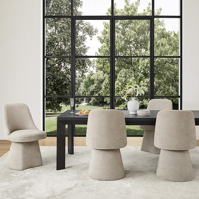 Swivel Dining Chairs Set of 2, Upholstered Mid Century Modern Deskchair with High Back, Linen Fabric Kitchen Chairs for Dining Room, Bedroom, Dressing Room, Khaki