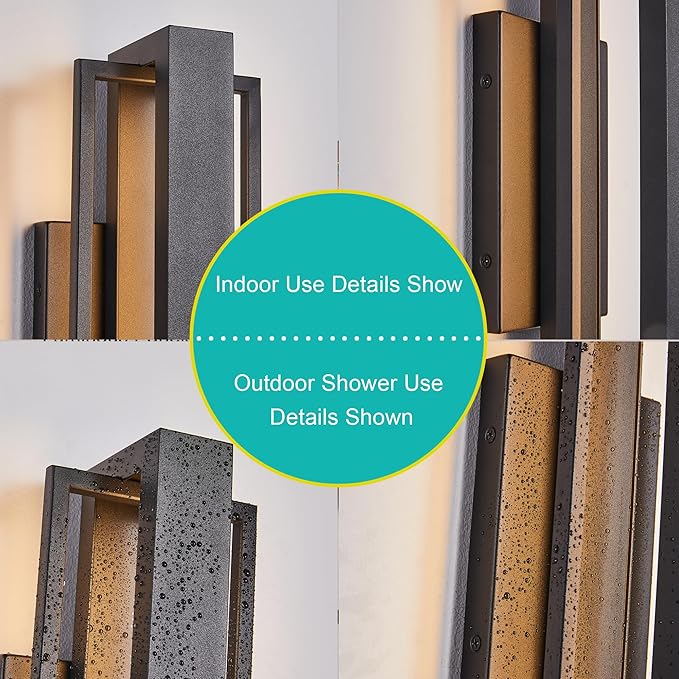 2 Pack Dimmable LED Wall Light, 110V, CRI 90+,IP65 Waterproof, 10%-100% Dimmable for Commercial Outdoor, 15 Inch Sleek Modern Porch Light for Patio, Front Door or Garage, 1500LM 3000K