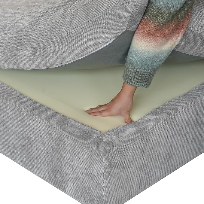 WJShome Modern Middle Module Couch for Living Room, Cushion Covers Removable, Minimalist Comfy Breathable Sofa,Gray