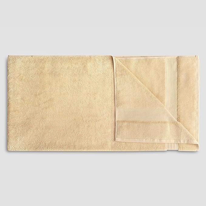 Fabdreams 100% Organic Cotton Bath Sheet Set of 2 700 GSM Oversized Towels Ultra Soft Plush Absorbent Durable Skin-Friendly Spa Hotel Premium Comfort Large 36 x 70 in Dune Tan