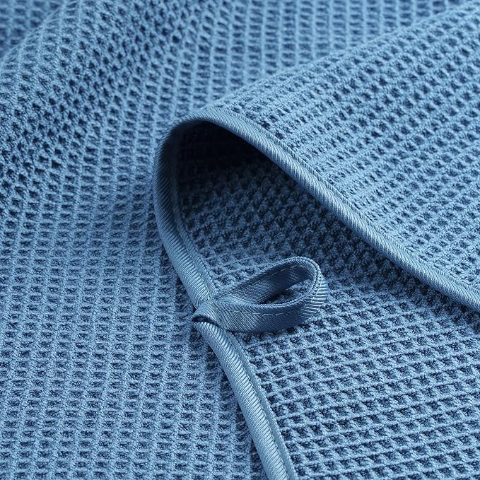 POLYTE 380 GSM Microfiber Oversize Quick Dry Lint Free Waffle Bath Towel for Body, 60 x 30 in, Set of 2