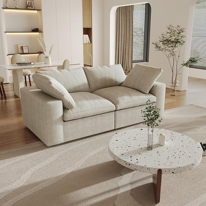 Cloud Modular Sectional Sofa Couch,80.3" Convertible Couches Lovesofa for Living Room,Minimalist Deep Sofa Couches,Sofa Covers Washable&Replaceable(Khkai)