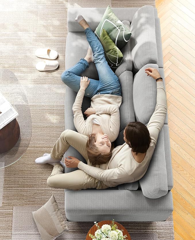 Amada 89" Sofa, 3 Seater Couch Sofa for Living Room, Modern Sofa with Deep Seats & Wide Armrests, Comfy Couch with Removable Washable Covers & Linen Fabric, Easy Assembly