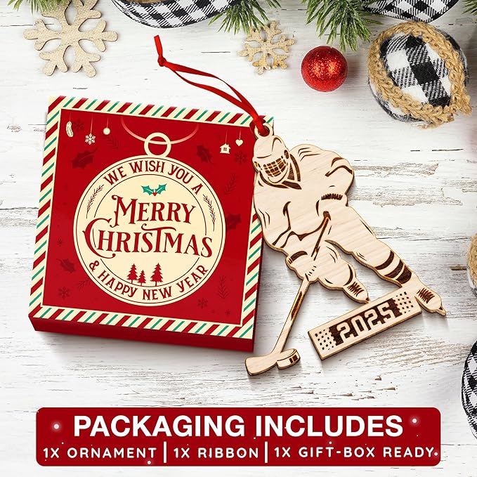 Hockey Ornament - Ideal Ice Hockey Ornaments for Christmas Tree, Unique Gift for Hockey Players, Christmas Ornament for Those Cherishing Ice-Hockey, 2025 Special Ice-Hockey Ornaments