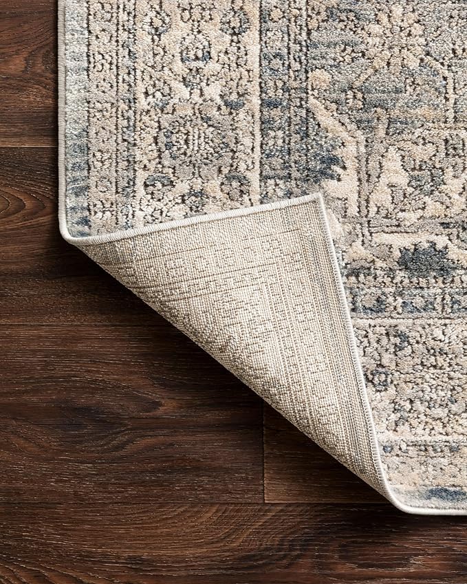 Loloi Teagan Collection TEA-04 Sky/Natural 11'-6" x 15' Area Rug, Large, Soft Neutral Rug, High-Traffic for Living Room, Bedroom, Home Office, Dining Area