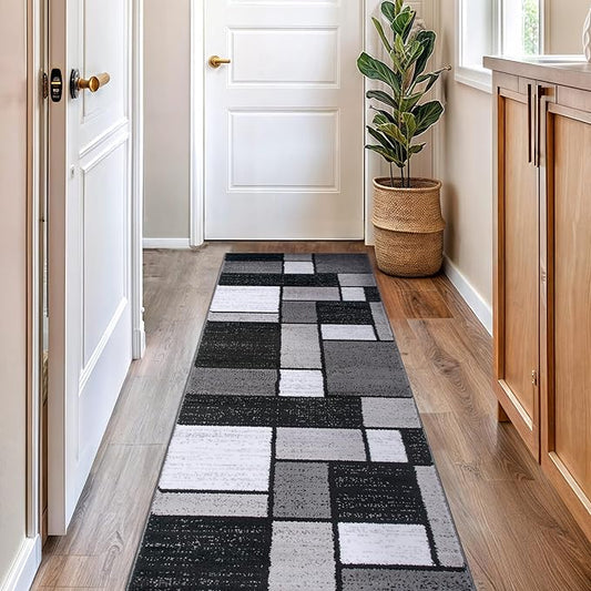 ugshop Contemporary Modern Boxes for Hallway,Living Room,Bedroom,Kitchen Non Shedding Runner Rug 2'7" x 6' Gray