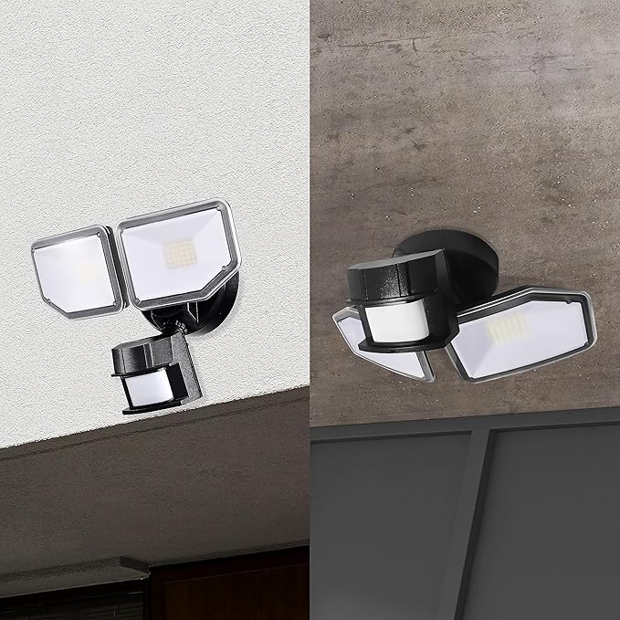 40W LED Security Lights Motion Sensor Light Outdoor, 180 Degree, 4000LM Motion Security Light, 5000 K, ETL Water Resistant, Clear 2 Head Motion Detector Flood Light for Garage, Yard 2-Pack (Black)