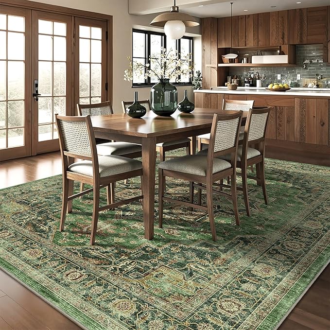 9x12 Large Area Rugs for Living Room Ultra-Soft Washable Rug Vintage Distressed Non-Slip Low Pile Stain Resistant Carpet for Bedroom Dining Room Kitchen Office