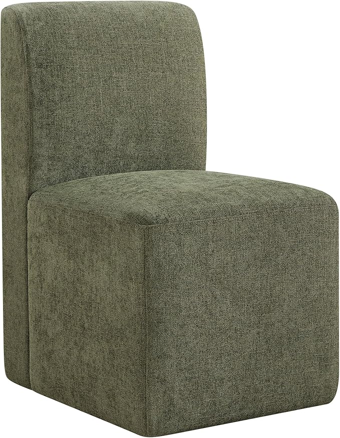 CHITA Dining Chairs with Casters Set of 4, FSC Certified Upholstered Armless Modern Rolling Dining Chairs with Rollers for Bedroom Reading Room Living Room, Moss Green