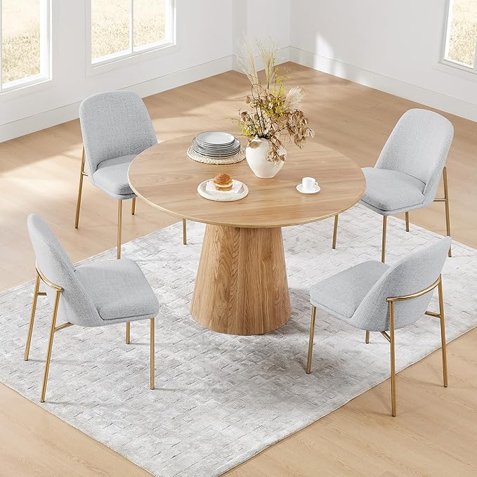 CHITA Modern Dining Chairs Set of 2, FSC Certified Metal Dining Chair for Dining Room, Light Gray