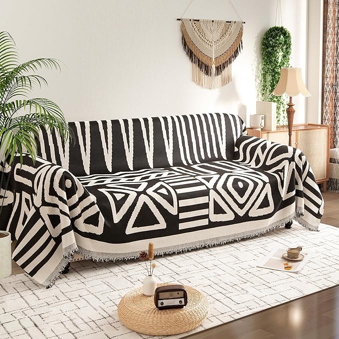 Couch Cover for 2-3 Cushion Couch Sofa Pet Friendly, Boho Sectional L Shaped Sofa Cover Washable for Dogs Cats Kids, Leather Furniture Protector Slipcover Decor for Living Room, 71"x118"