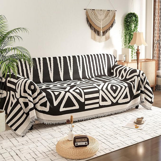 Couch Cover for 3 Cushion Couch Sofa Pet Friendly, Boho Sectional L Shaped Sofa Cover Washable for Dogs Cats Kids, Leather Furniture Protector Slipcover Decor for Living Room, 71"x134"