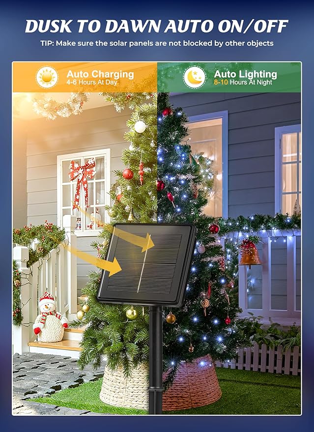 Brightown 4 Pack Solar String Lights Outdoor, Total 288Ft 800 LED Twinkle Fairy Lights Waterproof with 8 Modes Auto On/Off for Patio Tree Garden Party Home Wedding Christmas Decorations (Cool White)