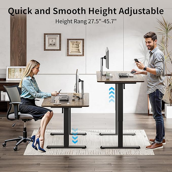 BIZUM 40x24 Inch Electric Standing Desk with Memory Presets, Quiet Motor Height Adjustable Stand Up Desk for Home Office & Gaming, Ergonomic Sit Stand Workstation, Rustic Brown