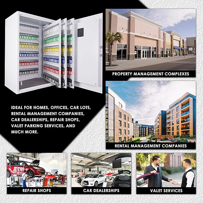 Barska 736-Key Digital Wall-Mount Key Cabinet Safe – Steel Key Lock Box with PIN Code Access, 2 Locking Bolts & Key Tags – Ideal for Home, Office, Property Management & Businesses