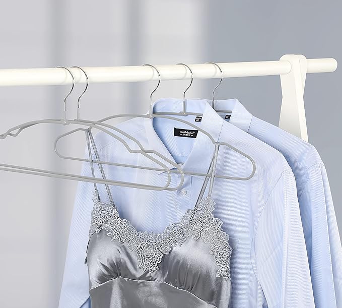 TOPIA HANGER Metal Hangers 20 Pack, Non Slip Clothes Hangers Space Saving, Heavy Duty Rubber Coated Wire Hanger for Coat, Shirt, Dress, Pants-Grey, CT12G