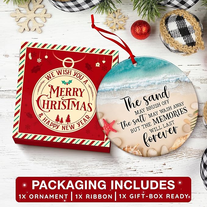 Beach Christmas Ornaments - Coastal and Ocean-Themed Ornaments for Festive Beachy Christmas Tree, Perfect for Beach Lovers and Coastal Decor Fans, Unique, Beachy Ornaments for Chrismas Tree