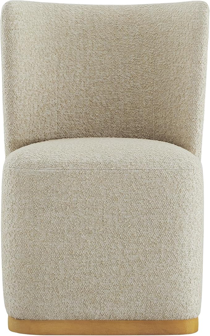 CHITA Upholstered Rolling Dining Chair on Casters Set of 4, FSC Certified Modern Curve Back Dining Chair with Casters, Boucle Dining Chairs for Reading Room Waiting Room Kitchen Dining Room, Oatmeal