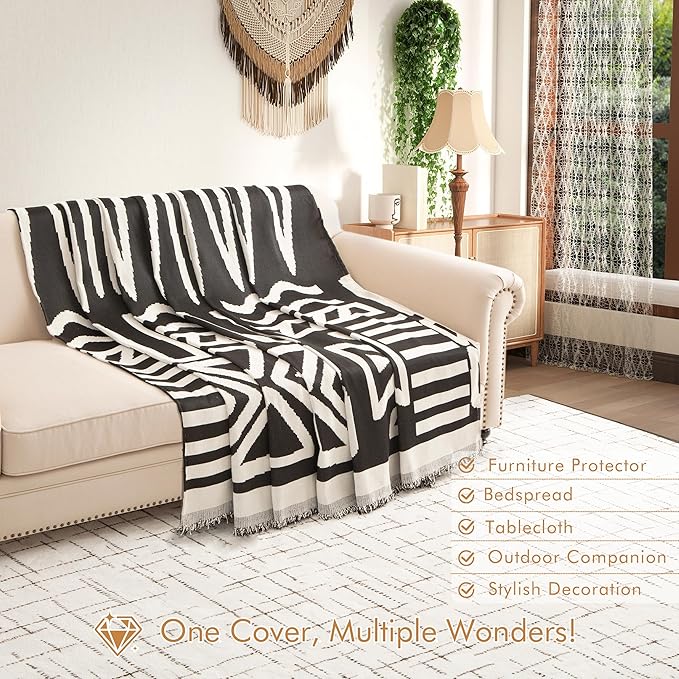 Couch Cover for 3 Cushion Couch Sofa Pet Friendly, Boho Sectional L Shaped Sofa Cover Washable for Dogs Cats Kids, Leather Furniture Protector Slipcover Decor for Living Room, 71"x134"