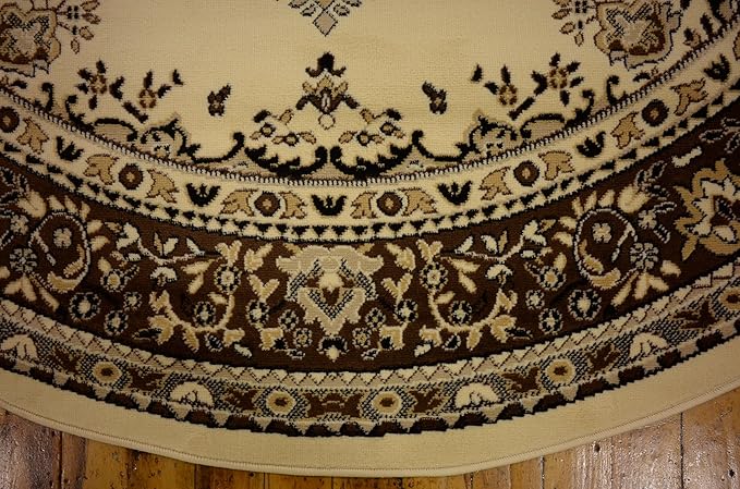 Unique Loom Reza Collection Traditional Persian Style Area Rug, 8' 0" x 8' 0", Ivory/Brown