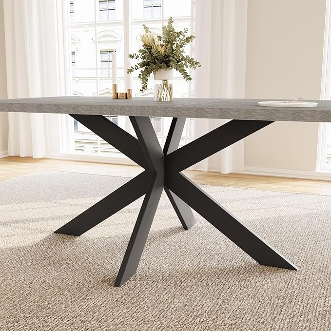 ZckyCine Extendable Dining Table Set for 6-8, 51"-67" Modern Rectangular Kitchen Table with 6 Chairs, Space-Saving Expandable Dinner Table with Sturdy Metal Frame for Dining Room & Apartment Decor