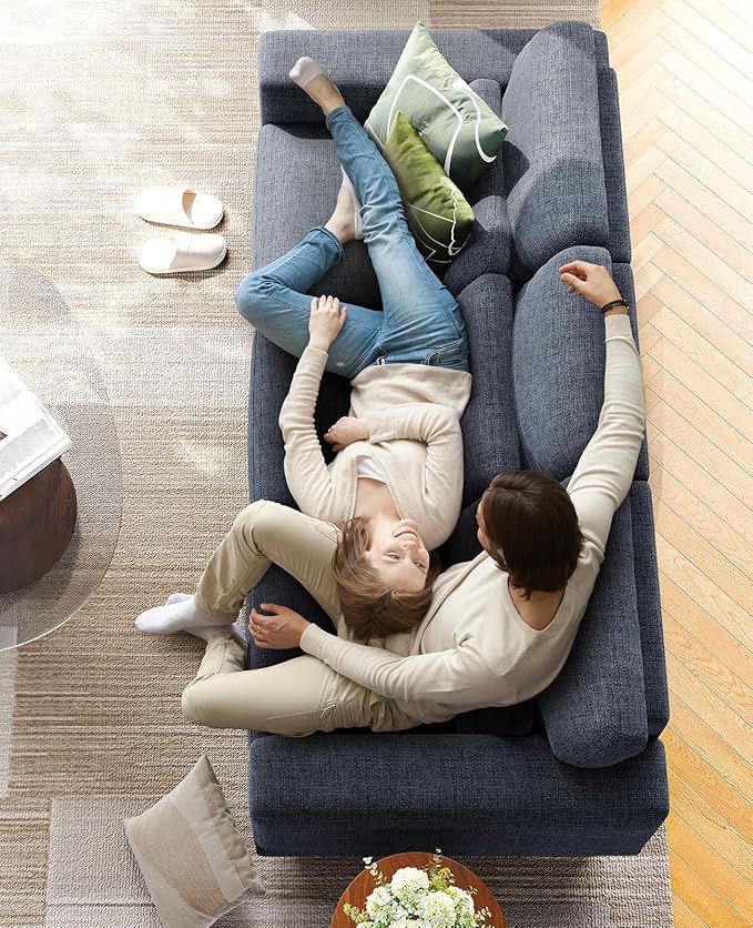 Amada 89" Sofa, 3 Seater Couch for Living Room, Modern Sofa with Deep Seats & Wide Armrests, Comfy Couch with Removable Washable Covers, Linen Fabric, Easy Assembly