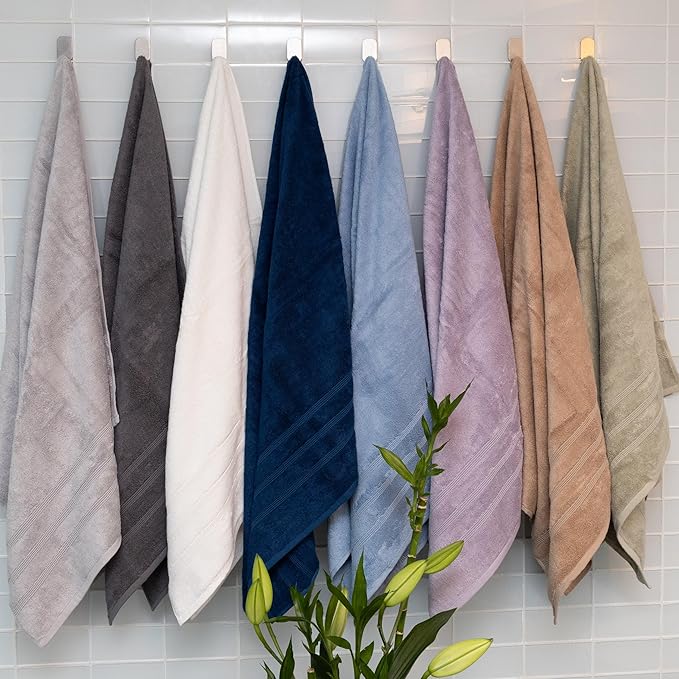 Mosobam Luxury Turkish 8pc Towel Set 30X58 16X30 13X13 Charcoal Gray (Dark Grey) 700 GSM Bamboo Viscose & Aegean Turkish Combed Cotton