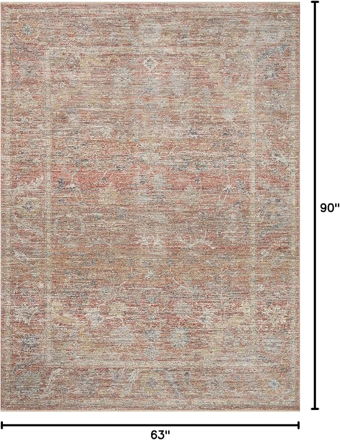 Loloi Magnolia Home by Joanna Gaines Millie Collection MIE-04 Sunset/Multi 5'-3" x 7'-6", .25" Pile Height, Area Rug
