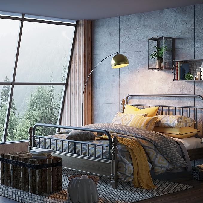 GETINLIGHT Inlight 66" Modern Antique Brass Arc Floor Lamp with Inner Gold Metal Shade and Black Marble Base, Bulb Not Included, IN-0806-1-AG