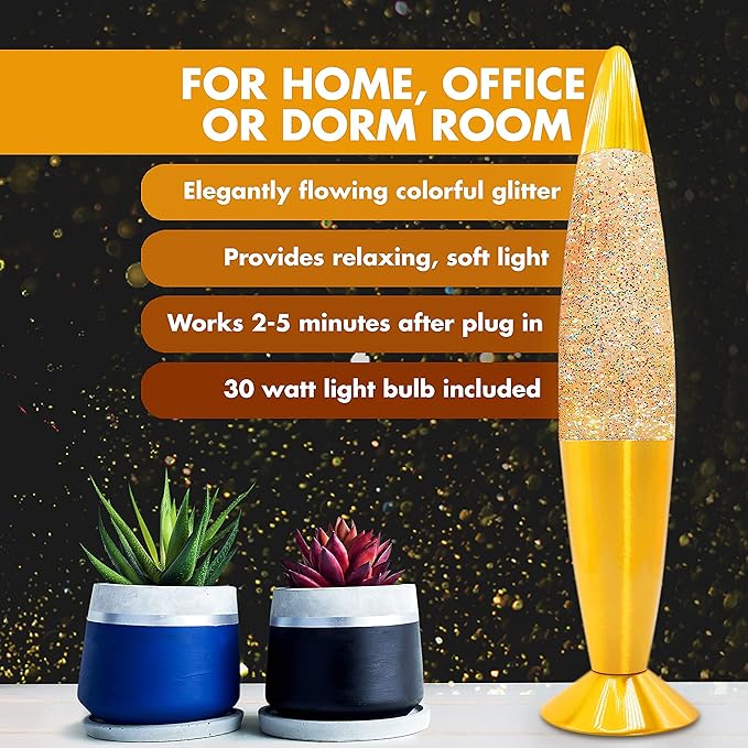 Jambo 16-Inch Rainbow Glitter Lamp I Beautiful Liquid Lamp I Entertaining for Adults and Kids I Perfect Holiday Gift