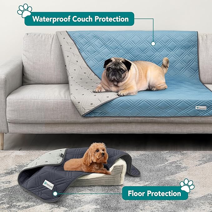 PetAmi Waterproof Cooling Mat for Dog, Premium Pet Cooling Blanket for Bed Crate, Anti Slip Indoor Dog Cool Pad for Sleeping, Q-MAX Large Sofa Couch Cover Mat for Cat, Light Grey, 60x80