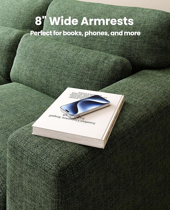 AMADA HOMEFURNISHING 40" Living Room Chairs,Reading Chair，Accent Chair,Small Sofa Couch for Bedroom，Oversize Mid-Century Armchair with Deep Seat，Comfy Sofa,Olive Green