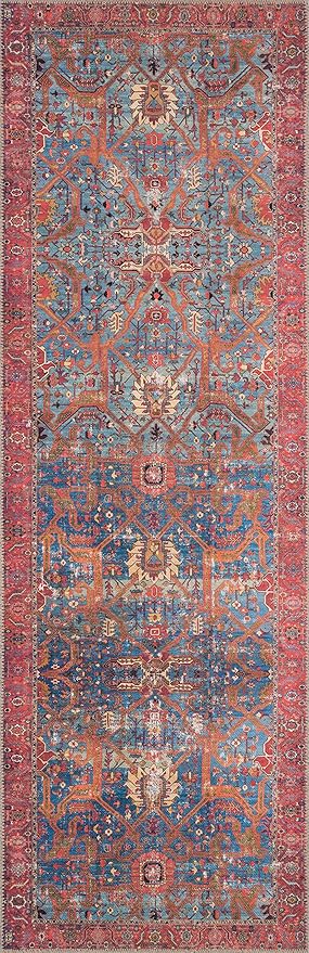 Loloi Loren Collection LQ-10 Blue/Red 7'-6" x 9'-6" Area Rug