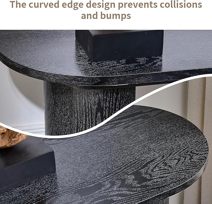 LKTART 55" Black Console Table for Entryway, Couch Tables Behind Sofa, Space-Saving Wooden Entry Foyer Hallway Table, Modern Console Sofa Tables for Hallway Organization