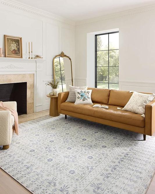 Loloi Rifle Paper Co. Maison Collection MAO-03 Rosette Ivory 2'-6" x 9'-6", .19" Pile Height, Runner Rug