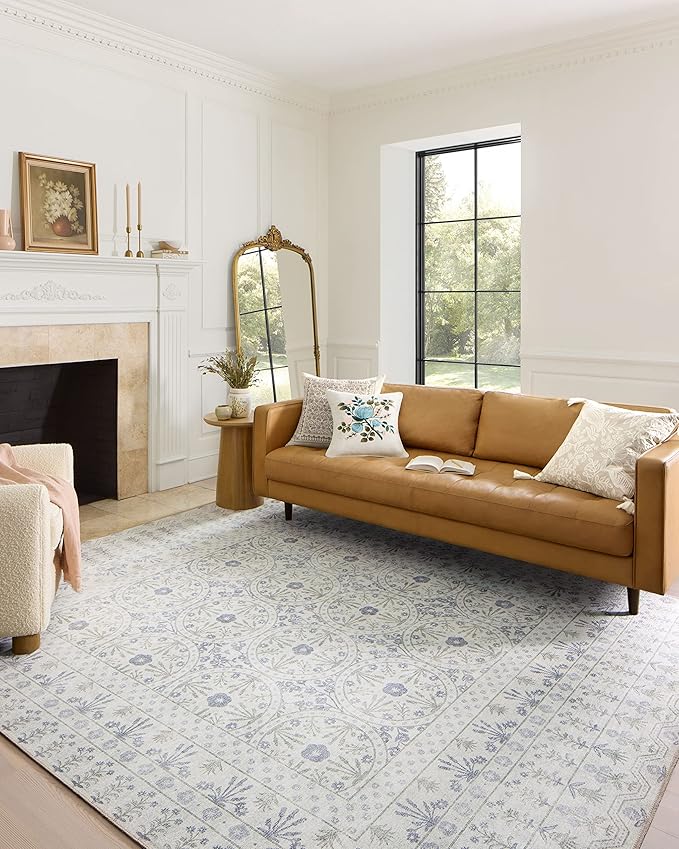 Loloi Rifle Paper Co. Maison Collection MAO-03 Rosette Ivory 2'-6" x 7'-6", .19" Pile Height, Runner Rug