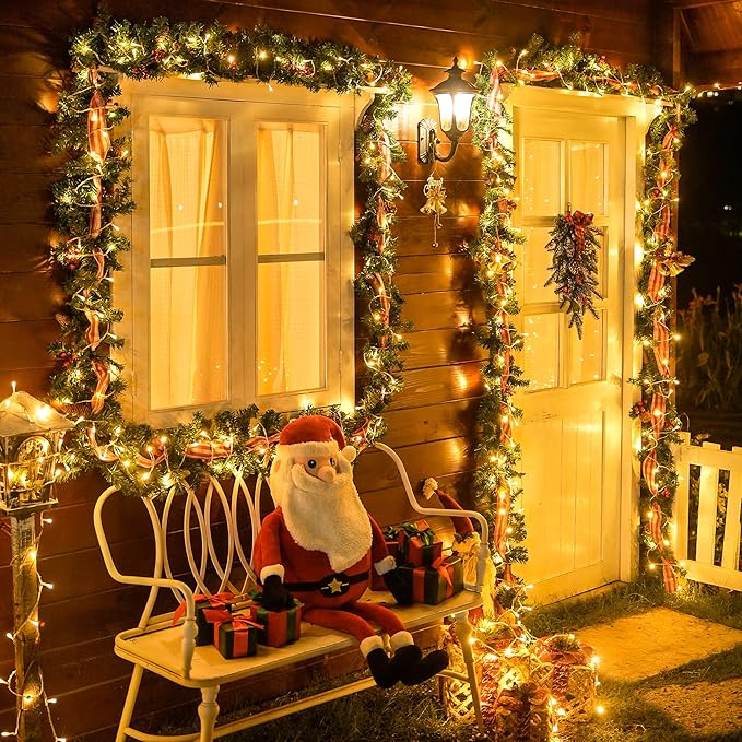 JMEXSUSS 200 LED Christmas Lights Indoor Outdoor, Connectable Warm White Christmas Tree Lights Clear Wire, 66 Ft Twinkle Fairy String Light Plug in for Bedroom Wedding Xmas Tree Decorations