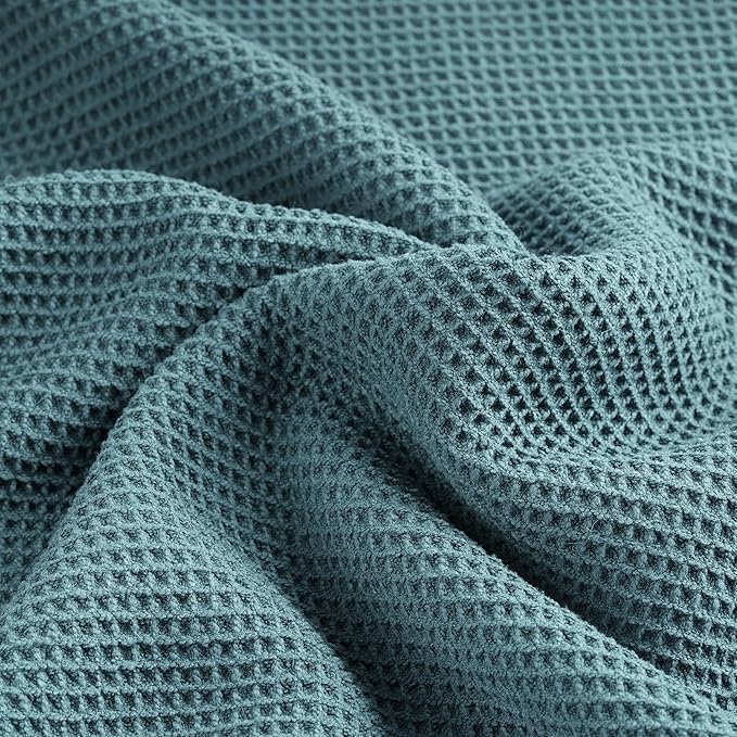 POLYTE 380 GSM Microfiber Oversize Quick Dry Lint Free Waffle Bath Towel for Body, 60 x 30 in, Set of 2