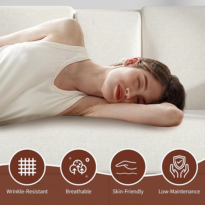 Maupvit 75” Loveseat Sofa with 2 Drawers, USB & Type-C Charging Port, Comfortable Linen Living Room Couch with Small Table Board, Upholstered Small Settee Fits Bedroom, Office,Beige