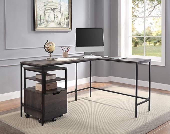 OSP Home Furnishings Contempo L-Shaped Desk, Ozark Ash
