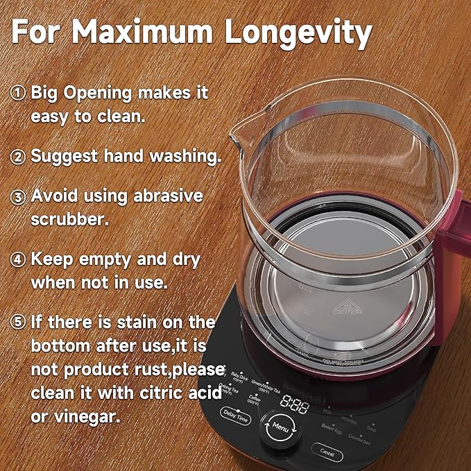 Hot Tea Maker Glass Electric Kettle with Tea Infuser and Temperature Control,1.5L Stainless Steel Tea Maker & 1200W Rapid Boiling,Programmable Control for your Favorite Teas and Coffee,Red