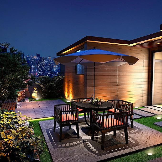 5 Inch LED Low Voltage Under Ground Lighting, 6.5W In Ground Well Light with Grated Top, 12V 3000K Warm White Waterproof Outdoor Lights for Garden Fence Pathway Deck Driveway Walkway, 4 Pack