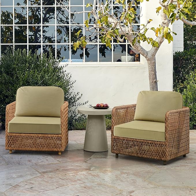Outdoor Cushions for Patio Furniture Set of 2, 24"x24" Water Repellent Chair Cushions Removable Seat Bottom & Back Cushion Covers for Chair, Sofa, Couch, Warm Taupe