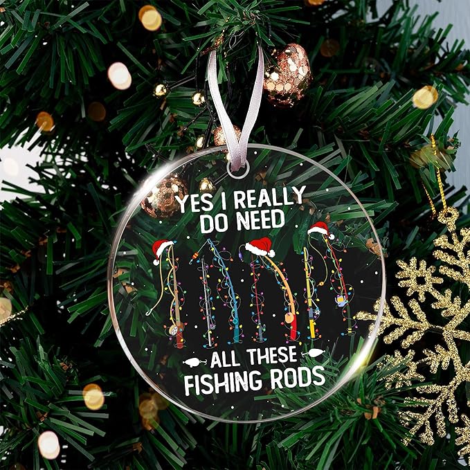 Fishing Ornaments for Christmas Tree - Unique Fisherman Gifts for Men, Funny and Unique Fishing Gift for Men and Boys, Fisherman Gift