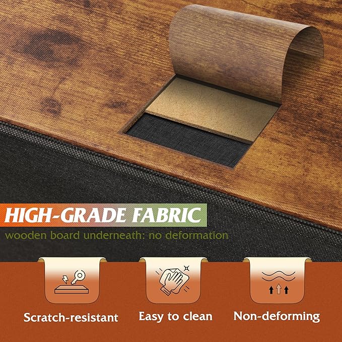 WLIVE Night Stand Set of 2, Small Dresser with 2 Drawers & Wooden Top, Nightstand with Fabric Bins, Bedside Table End Table for Bedroom, Closet, Entryway, College Dorm, Rustic Brown