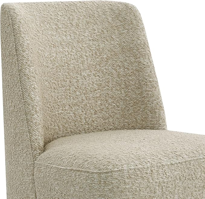 CHITA Upholstered Rolling Dining Chair on Casters Set of 2, FSC Certified Modern Fabric Dining Chair with Casters, Boucle Dining Chairs for Reading Room Waiting Room Kitchen Dining Room, Oatmeal