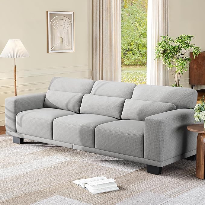 Amada 89" Sofa, 3 Seater Couch Sofa for Living Room, Modern Sofa with Deep Seats & Wide Armrests, Comfy Couch with Removable Washable Covers & Linen Fabric, Easy Assembly
