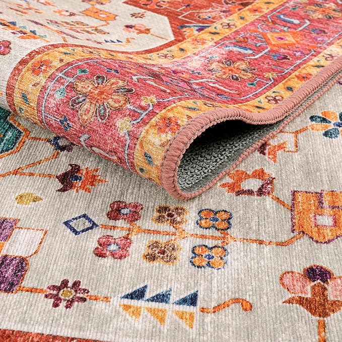 Moynesa Ultra-Thin Washable Runner Rug - Pink 2x5 Bathroom Rug Low Pile Hallway Rug Runner, Non Slip Pet Friendly Indoor Floor Carpet Runner for Kitchen Living Room Bedside Laundry Room