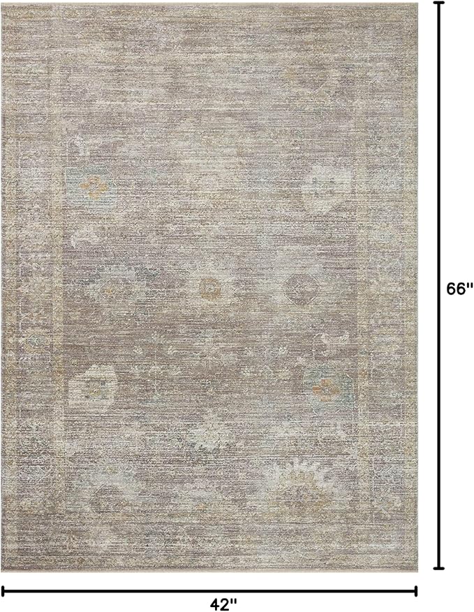Loloi Magnolia Home by Joanna Gaines Millie Collection MIE-05 Stone/Natural 3'-6" x 5'-6", .25" Pile Height, Accent Rug